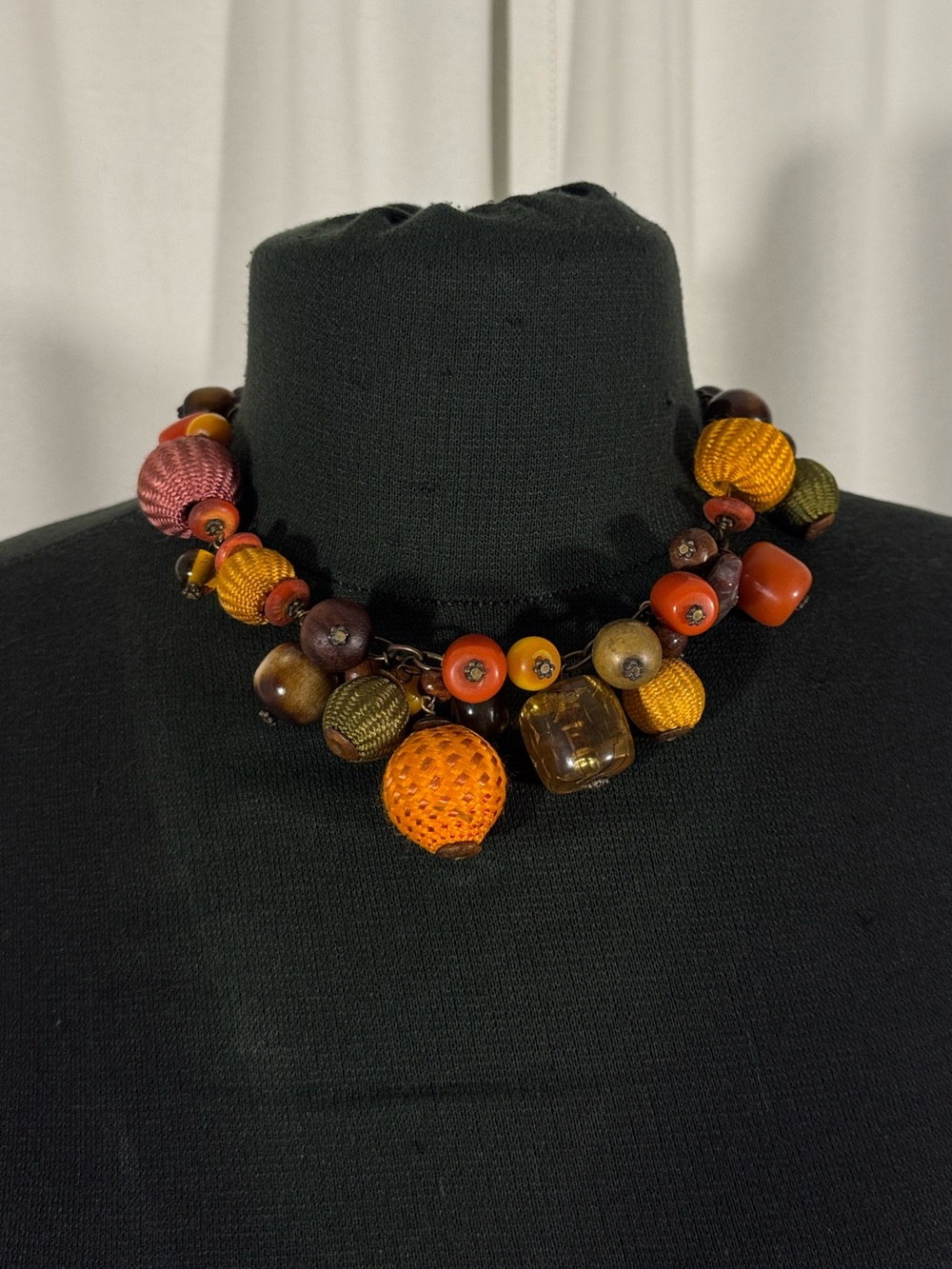 Vintage Earth Tone Chunky Bead Necklace